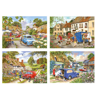 Village Life Puzzle 4 x 500 Teile von House of Puzzles
