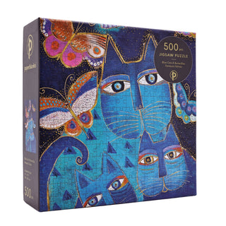 Blaue Katzen und Schmetterlinge Paperblanks Puzzle 500 Teile