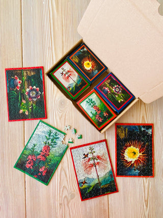4 x Temple of Flora minipuslespil med 99 brikker fra Penny Puzzle