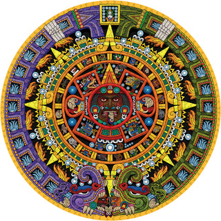 Aztec Sun Stone 1000 brikker rundt puslespil fra Pomegranate