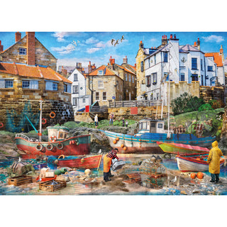 Fischer an der Robin Hood's Bay Puzzle 1000 Teile von Gibson