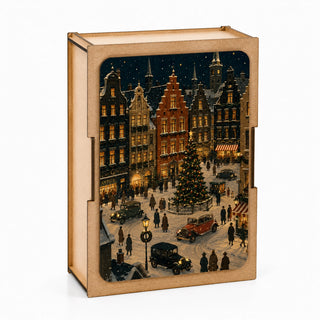 Snowy Christmas Town 100 brikker træpuslespil fra Bywood