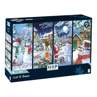 Let it Snow puslespil 4 x 500 brikker fra House of Puzzles