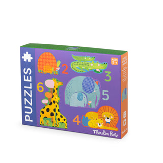 Animals: 5 puzzles 2-6 XXL pieces for children + 2 years Moulin Roty