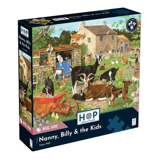 Nanny, Billy and the Kids puslespil 500 XL brikker fra House of Puzzles.