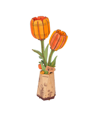 Orange Tulipan 3D-puslespil 76 brikker fra Robotime