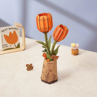 Orange Tulipan 3D-puslespil 76 brikker fra Robotime