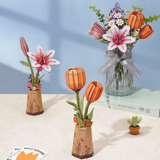 Orange Tulipan 3D-puslespil 76 brikker fra Robotime