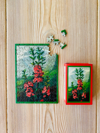 MOUNTAIN BLOSSOMS minipuslespil 99 brikker fra Penny Puzzle.