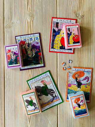 4 x Modeblad minipuslespil med 99 brikker fra Penny Puzzle.
