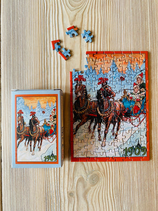 SLEIGH RIDE minipuslespil 99 brikker fra Penny Puzzle.