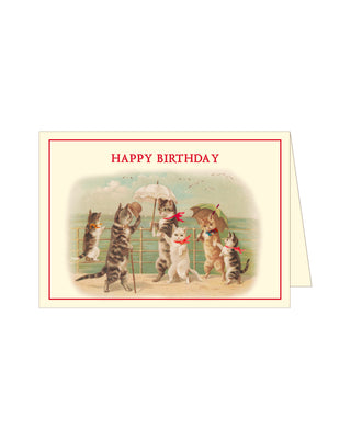 Fødselsdagskort Happy Birthday Katte på Promenade m/ glimmer