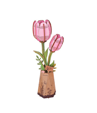 Pink Tulipan 3D-puslespil 72 brikker fra Robotime