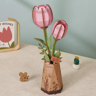 Pink Tulipan 3D-puslespil 72 brikker fra Robotime