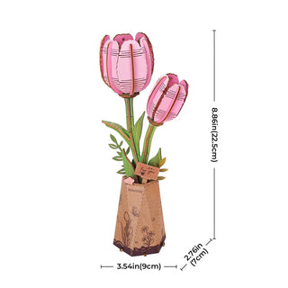 Pink Tulipan 3D-puslespil 72 brikker fra Robotime