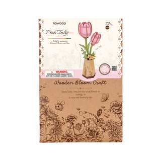 Pink Tulipan 3D-puslespil 72 brikker fra Robotime