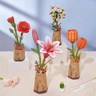 Pink Lily 124 brikker 3D-puslespil fra Robotime