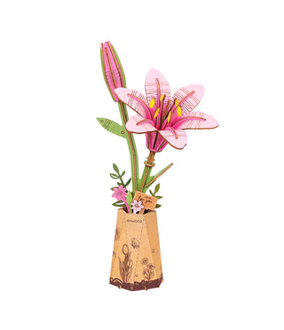 Pink Lily 124 brikker 3D-puslespil fra Robotime