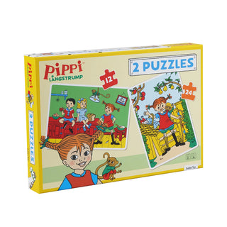 Pippi Langstrumpf 2 x Puzzle für Kinder ab 3 Jahren mit 12 und 24 XL Teilen