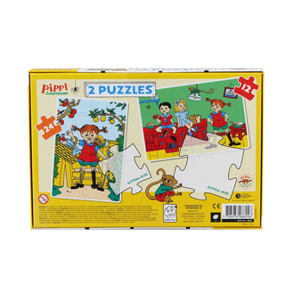 Pippi Langstrumpf 2 x Puzzle für Kinder ab 3 Jahren mit 12 und 24 XL Teilen