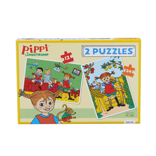 Pippi Langstrumpf 2 x Puzzle für Kinder ab 3 Jahren mit 12 und 24 XL Teilen