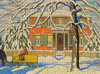 Rotes Haus und Gelber Schlitten 1000 Teile Puzzle von Pomegranate