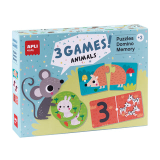 3 fun games with animals: Puzzle, memory and domino games +3 years from APLI