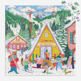 Ski Village 500 brikker julepuslespil fra Galison