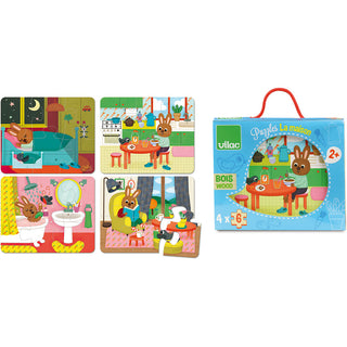 Vilac - Puzzle - Zuhause - 4 x 6 Teile